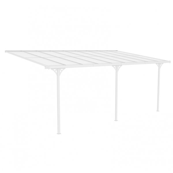 Balkongtak 5,6x2,5 m | Aluminiumsramme med UV-beskyttet kanalplast | Hvit