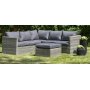 Ingelstorp hjrnesofa med fotskammel - Gr kunstrotting