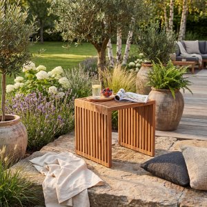 Sidebord Teak 40x40 cm - Utem�bler Lite sidebord i tre