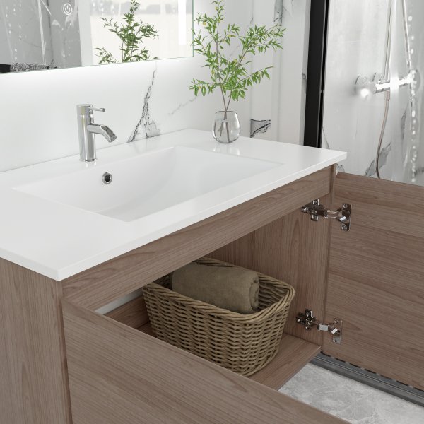 Baderomsmøbler Stockholm 80 cm - Mørk treimitasjon Baderomsmøbler Stockholm 80 cm - Mørk treimitasjon