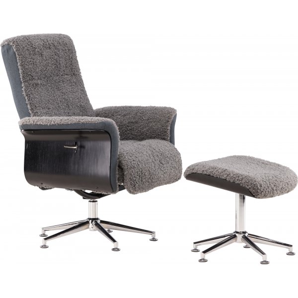 Lenestol med fotskammel Gr� Teddy