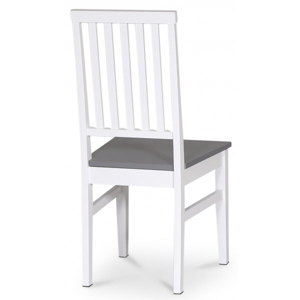 Trestol i hvit MDF med gr�tt sete - F�r�