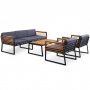 Utend�rs loungesett i akasie-aluminium med puter og salongbord