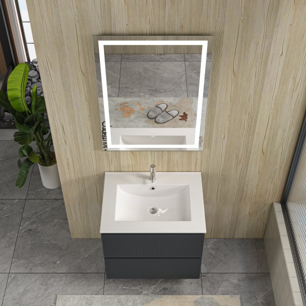 Baderomsmbel Nero - Mrk gr + Toalettpapirholder