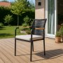 Utestol stabelbar i tau - Svart/Teak