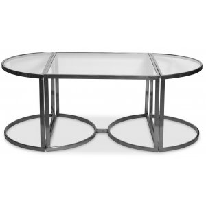 Prins salongbord og sidebord sett med 3 bord - S�lv/Glass