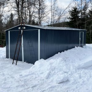 Garasje i metallplate 23 m² - Dobbeldør | Komplett sett | Premium Garasje i metallplate 23 m² - Dobbeldør | Komplett sett | Premium