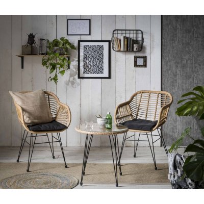 Vadsbro utemøbelgruppe 2 stoler & bord - Kunstrotting