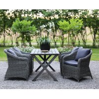 Spisegruppe Scottsdale: Bord 150 cm inkl. 4 stk. Mercury lenestoler i grå kunstrotting Spisegruppe Scottsdale: Bord 150 cm inkl. 4 stk. Mercury lenestoler i grå kunstrotting