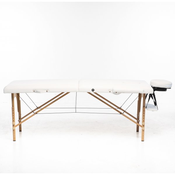 Massasjebenk med treben - 2 soner - Hvit