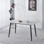 Inez spisebord med keramisk hvit matt marmor - 140x80 cm