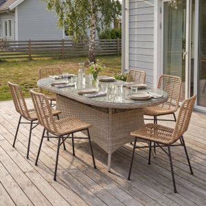 Ovalt hagebord Menton 230x100 cm syntetisk rotting glass utend�rs