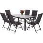 Utespisegruppe Ibiza bord 150cm + 6 stoler - Svart