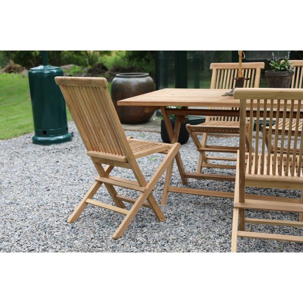 Salt uteservering gruppe spisebord 120x70 cm med 4 Salt spisestuestoler - Teak