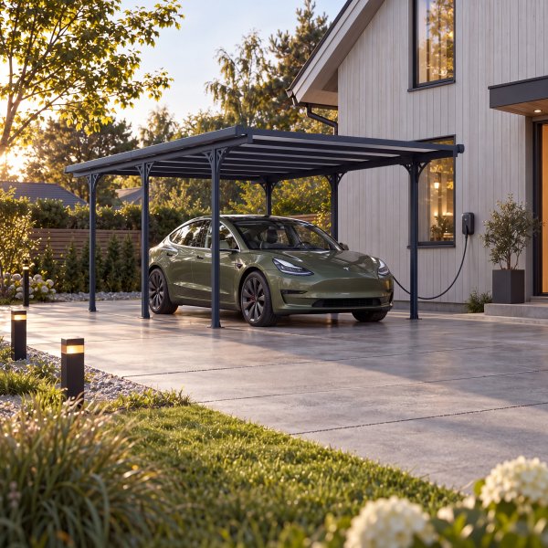 Frittstående carport Andy B - 502x313 cm byggesett i aluminium og metall Frittstående carport Andy B - 502x313 cm byggesett i aluminium og metall