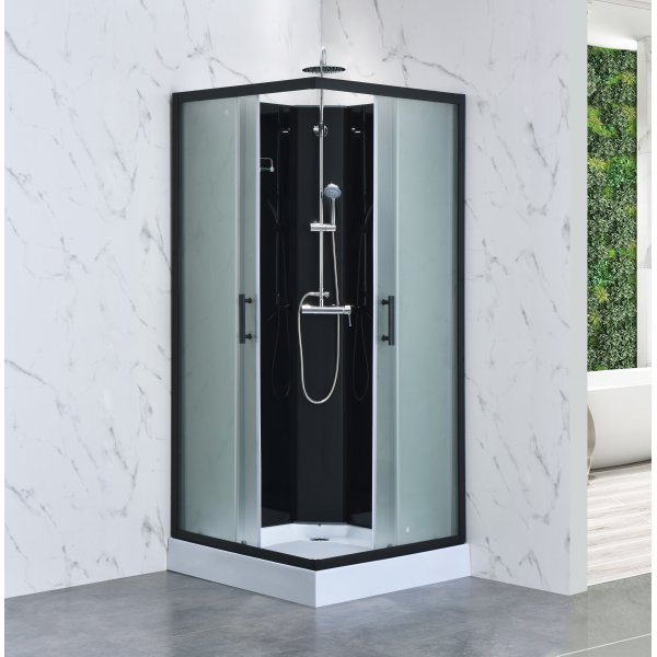 Dusjkabinett - Nova | 80�80 cm | Hvitt glass og massasjedyser