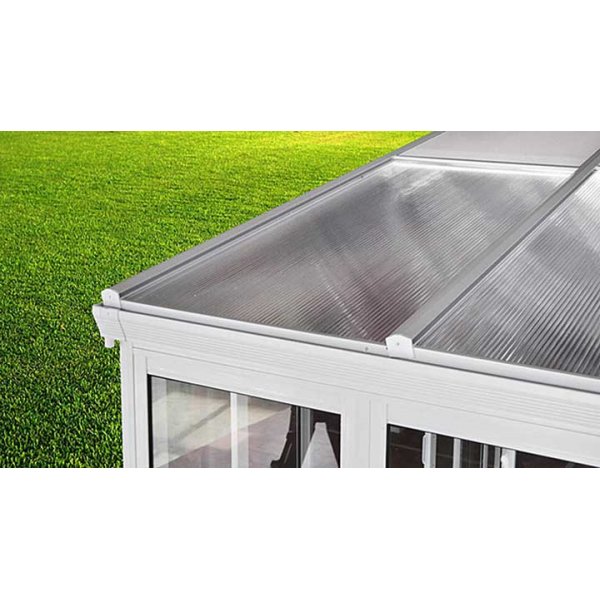 Vinterhage mot vegg 14,2 m� hvit aluminiumsglass skyved�r