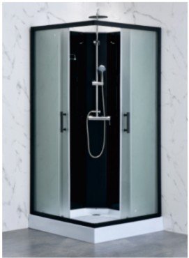 Dusjkabinett - Nova | 80�80 cm | Hvitt glass og massasjedyser