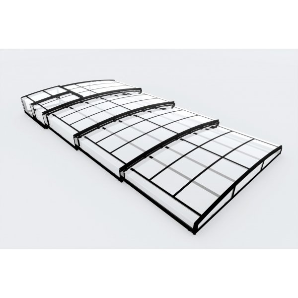 Bassengtak svart polykarbonat 881x426x92 cm