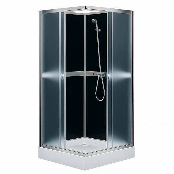 Dusjkabinett 90�90x195 cm | Hvit bakside glass og aluminiumsprofil | Liris