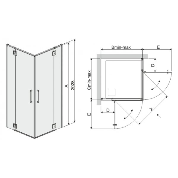 Space Line dusjhjørne - 6 og 8mm glass (doble dører) Space Line dusjhjørne - 6 og 8mm glass (doble dører)