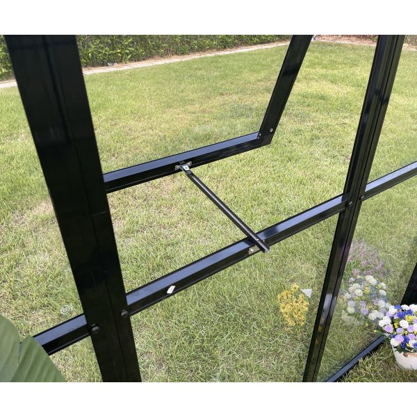 Drivhus Miranda med herdet glass - Svart 9,0 m