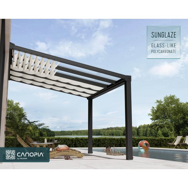 Canopia Stockholm solskjerming for terrassetak 3,4 x 7,4 - Hvit