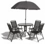 Utend�rsgruppe Sandhamn med bord, 4 stoler og parasoll