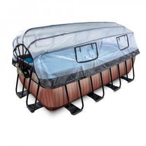 Basseng 400x200x122cm med tak og sandfilterpumpe - Brun Basseng 400x200x122cm med tak og sandfilterpumpe - Brun