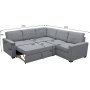 Hjørnesofa Belissa med sengefunksjon og oppbevaring - 235x235 cm - mørkegrå Hjørnesofa Belissa med sengefunksjon og oppbevaring - 235x235 cm - mørkegrå