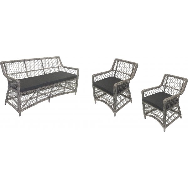 Provence 3-seters sofa med 2 lenestoler i kunstrotting