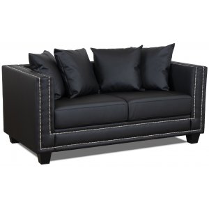 Temple 2-seters sofa med nagler - Svart kunstskinn