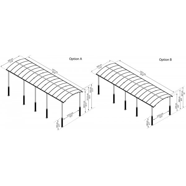 Canopia Alpine Metal Carport For Bobil 3,6 x 11 - Gr�