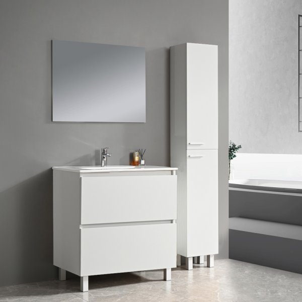 Baderomsmbel Perugia - Hvit 80 cm + Toalettpapirholder