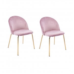Rosa stol med gullbein - Plaza