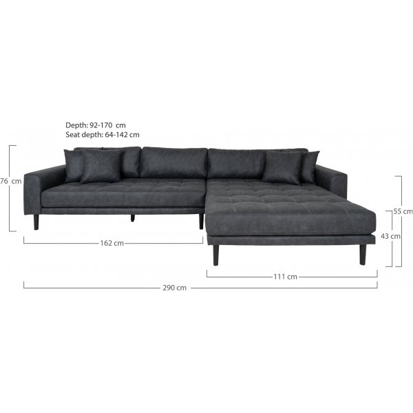 Lido divansofa - M�rkegr� mikrofiber