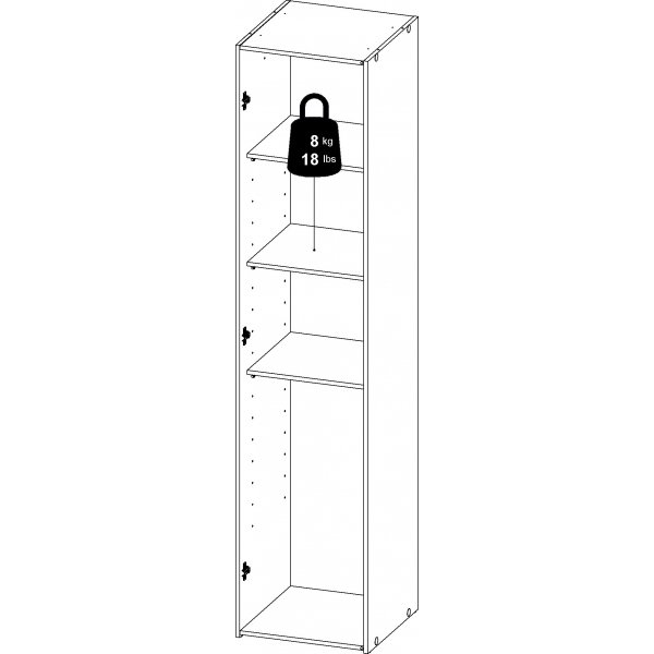 Hvit Space-garderobe - 40 cm bred - 175 cm høy Hvit Space-garderobe - 40 cm bred - 175 cm høy