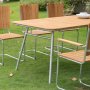 Mllan utegruppe i teak: 6 lenestoler med spisebord 176x90 cm