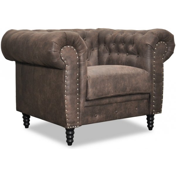 Ashford chesterfield lenestol - Brunt øko-skinn Ashford chesterfield lenestol - Brunt øko-skinn