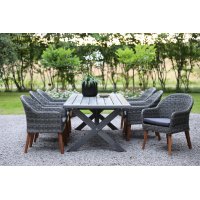 Oxford utendørs spisegruppe; grått bord 220 cm inkl. 6 stk. Valetta lenestoler grå kunstrotting Oxford utendørs spisegruppe; grått bord 220 cm inkl. 6 stk. Valetta lenestoler grå kunstrotting
