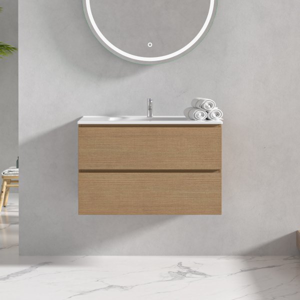 Baderomsmbler Milan 80 cm - Lyst tre