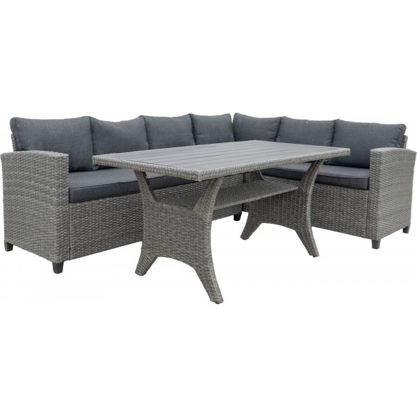 Tor utendørs sofasett med rotting spisebord - Grå syntetisk rotting Tor utendørs sofasett med rotting spisebord - Grå syntetisk rotting