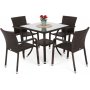 Spisegruppe Sumba bord + 4 stoler - Brun melert