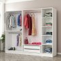 Cavolo garderobeskap 225x52x210 cm - Hvit/svart