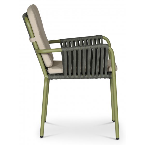 Lincoln stabelbar utestol - Grønn med beige pute Lincoln stabelbar utestol - Grønn med beige pute