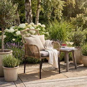 Ystad lenestol syntetisk rotting gr� pute hagestol Gardeney