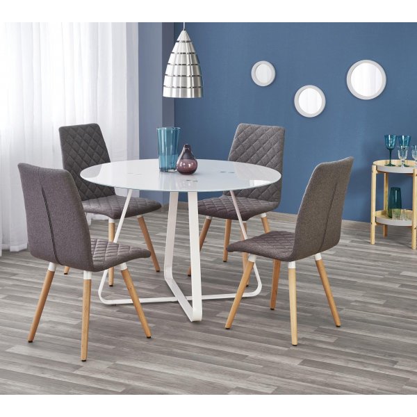 Raphael rundt spisebord 115 cm - Hvit (Glass) / Metall