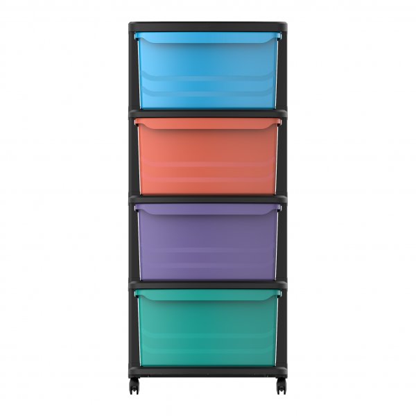 Oppbevaringskommode med hjul, 4 skuffer