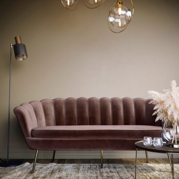 3-seters fl�yelsofa brun/messing