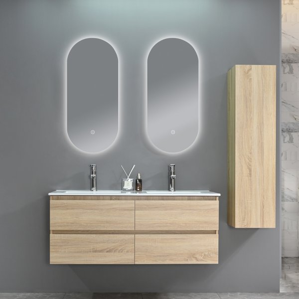 Baderomsmbler Genova - Lyst tre | 120 cm + Toalettpapirholder